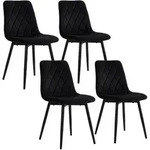 Relaxdays Esszimmerstuhl, Schwarz, Holz, Textil, Metall, 43x86x53.5 cm, Esszimmer,