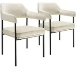 tectake Armlehnstuhl, Samtahorn, Wei&szlig;, Textil, Pappel, 58x85x62 cm, Esszimmer,