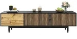Stilvora Lowboard, Schwarz, Natur, Holz, 2 F&auml;cher, 3 Schubladen,