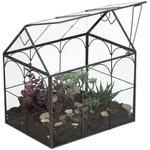 Relaxdays Pflanzenterrarium, Transparent, Glas, Metall, Vintage, 25 cm, Dekoration,