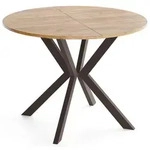 WFL Group Esstisch, Eiche Wotan, Metall, Nachbildung, 6-Sitzer, Rund,Rund, 130x76x90