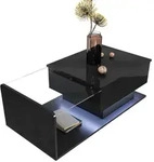 Stilvora Couchtisch, Schwarz, Holzwerkstoff, Rechteckig,Rechteckig, Bodenplatte,
