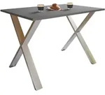 Mid.you Esstisch, Anthrazit, Silber, Metall, Holzwerkstoff, rechteckig, X-Form,