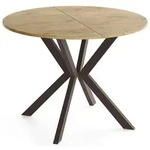 WFL Group Esstisch, Eiche, Metall, Nachbildung, 6-Sitzer, Rund,Rund, 140x76x100 cm,