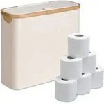 Relaxdays Toilettenpapierbox, Beige, Textil, Holz, Rechteckig, 43x38x17 cm,