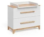 VitaliSpa Wickelkommode, Wei&szlig;, Eiche Artisan, Holzwerkstoff, 2 Schubladen,