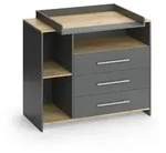 Vicco Wickelkommode, Anthrazit, Honigeiche, Holzwerkstoff, 2 F&auml;cher, 3...