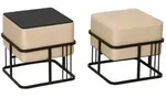 [en.casa] Hocker-Set, Beige, Metall, Quadratisch, 38x38x38 cm, Wohnzimmer, Hocker