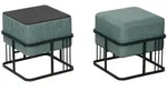[en.casa] Hocker-Set, Gr&uuml;n, Metall, Quadratisch, 38x38x38 cm, Wohnzimmer, Hocker