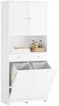 SoBuy Badezimmerschrank, Wei&szlig;, Holzwerkstoff, 78x181x38 cm, Badezimmer,