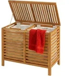 Relaxdays W&auml;schesammler, Hellbraun, Holz, Textil, 89x67.5x46.5 cm, Ordnen &
