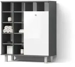 Livinity&reg; Badschrank, Wei&szlig; Hochglanz, Holzwerkstoff, 13 F&auml;cher, 1 Schubladen,