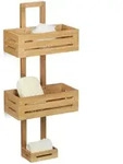 Relaxdays Duschregal, Hellbraun, Holz, 28x65x15.5 cm, Badezimmer, Baden & Duschen,
