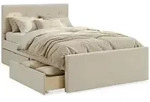 Homestyle4u Polsterbett, Beige, Textil, 2 Schubladen, 140x200 cm, Schlafzimmer,