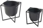 [en.casa] Pflanzenst&auml;nder-Set, Schwarz, Metall, 23x23.5x23 cm, Gartenzubeh&ouml;r