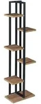 [en.casa] Pflanzenregal, Walnuss, Schwarz, Holzwerkstoff, Metall, 34x120x21 cm,