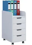 Mid.you Rollcontainer, Wei&szlig;, Holzwerkstoff, 4 Schublade(n) Schubladen, 33x65x40 cm,