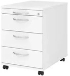b&uuml;m&ouml; Rollcontainer, Wei&szlig;, Holzwerkstoff, Nachbildung, 4 Schubladen, Rechteckig,