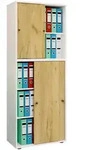 Mid.you Aktenschrank, Wei&szlig;, Honigeiche, Holzwerkstoff, 3 F&auml;cher, 70x183x37 cm,