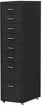 [en.casa] Rollcontainer, Schwarz, Metall, 8 Schubladen, 28x109x41 cm, Arbeitszimmer,