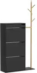 Vicco Schuhschrank, Schwarz, Holzwerkstoff, Rechteckig, 90x181.5x30 cm,...