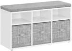 Mid.you Schuhbank, Grau, Wei&szlig;, Textil, 1-Sitzer, F&uuml;llung: Schaumstoff, 87x48x30.3