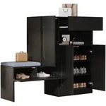 Stilvora Schuhschrank, Schwarz, Holzwerkstoff, 3 F&auml;cher, 1 Schubladen, Rechteckig,