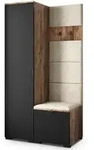 Masseno Garderobenschrank, Eiche, Schwarz, Beige, Holzwerkstoff, 3 F&auml;cher,...