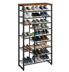 Relaxdays Schuhregal, Schwarz, Metall, Holzwerkstoff, 75x172.5x30 cm, Garderobe,