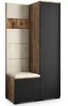 Masseno Garderobenschrank, Eiche, Schwarz, Beige, Holzwerkstoff, 3 F&auml;cher,...