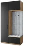 Masseno Garderobenschrank, Eiche Wotan, Schwarz, Hellgrau, Holzwerkstoff, 5...