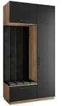 Masseno Garderobenschrank, Eiche Wotan, Schwarz, Schwarz, Holzwerkstoff, 5...