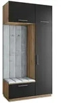 Masseno Garderobenschrank, Eiche Wotan, Schwarz, Hellgrau, Holzwerkstoff, 5...