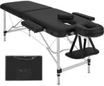 tectake Massageliege, Schwarz, Metall, 60x89x205 cm, Freizeit, Wellness,