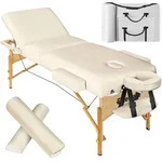 tectake Massageliege-Set, Beige, Textil, 108x90x218 cm, Freizeit, Wellness,