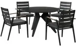 Beliani Gartenm&ouml;bel, Schwarz, Grau, Hellbraun, Metall, 4-Sitzer, Gartenm&ouml;bel,