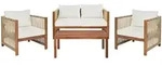 Beliani 4-Sitzer, Hellbraun, Beige, Holz, Loungem&ouml;bel, Gartenlounge-Sets
