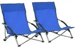 vidaXL Klappbare, Blau, Metall, 55.5x66x65.5 cm, Gartenm&ouml;bel, Gartenst&uuml;hle,