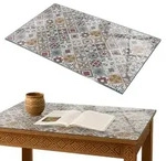Tulup Tischplatte, Grau, Mehrfarbig, Glas, 100x70x0.4 cm, Esszimmer, Tische,