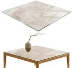 Tulup Tischplatte, Creme, Glas, 50x50x0.4 cm, Esszimmer, Tische, Esstische,