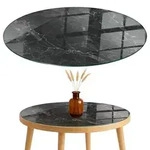 Tulup Tischplatte, Schwarz, Glas, 90x0.4x90 cm, Esszimmer, Tische, Esstische,