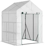 Outsunny Foliengew&auml;chshaus,, Wei&szlig;, Kunststoff, 143x195x143 cm, Gartenzubeh&ouml;r,