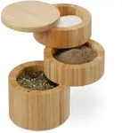 Relaxdays Salzbeh&auml;lter, Hellbraun, Holz, 9x13x9 cm, K&uuml;chenzubeh&ouml;r,