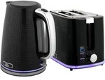 Homcom Wasserkocher-Toaster-Set, Schwarz, Metall, 16.7x23.2x22.2 cm, K&uuml;chenger&auml;te,