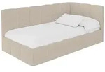 Altdecor Einzelbett, Mokka, Textil, Ottomane links,L-Form, 90x200 cm, Kinder- &