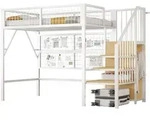 Stilvora Hochbett, Wei&szlig;, Metall, Holz, 90x200 cm, Kinder- & Jugendzimmer,