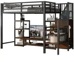 Stilvora Hochbett, Schwarz, Metall, Holz, 90x200 cm, Kinder- & Jugendzimmer,