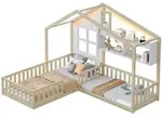 Okwish Hausbett, Natur, Holz, 90x200 cm, Kinder- & Jugendzimmer, Kinderm&ouml;bel,