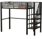 Stilvora Hochbett, Schwarz, Metall, Holz, 90x200 cm, Kinder- & Jugendzimmer,