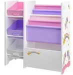 [en.casa] Kinderregal, Wei&szlig;, Rosa, Lila, Holzwerkstoff, Textil, M&auml;rchen/...